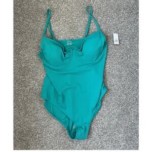 NWT Old Navy Textured One Piece Swimsuit Resort Vacation Adjustable Teal XL